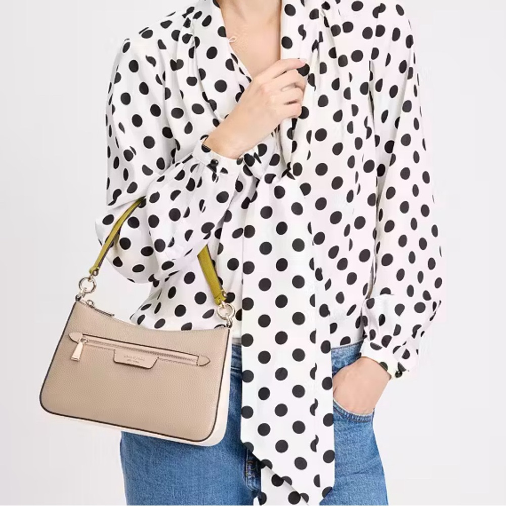 Kate Spade Hudson Colorblocked Convertible Crossbody Timeless Taupe Multi - Picture 12 of 16